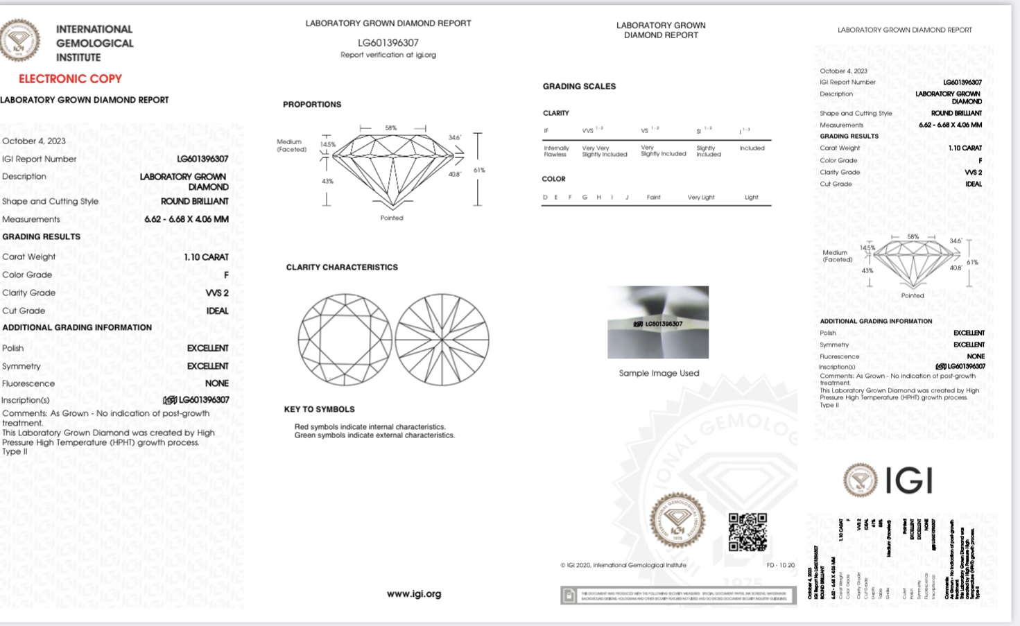 Round Brilliant Cut Diamond 1.10 Carat F Colour VVS2 Clarity - Necklace Pendant - 18kt White Gold - Image 2 of 3