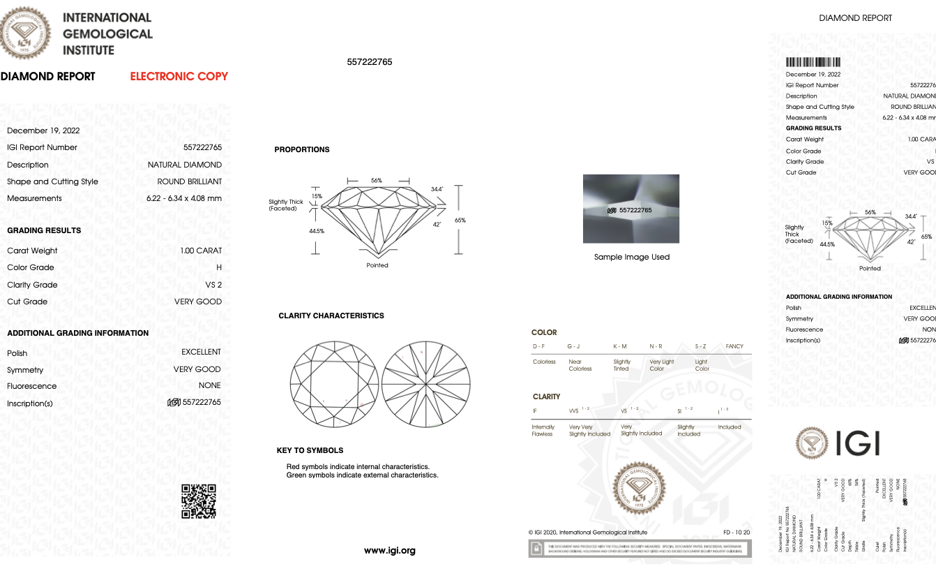 Round Brilliant Cut Natural Diamond Platinum Ring 1.00 Carat H Colour VS2 Clarity EX VG - IGI - Image 13 of 14