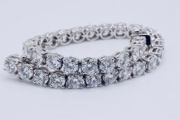 ** ON SALE ** Round Brilliant Cut 14 Carat Diamond Tennis Bracelet D Colour VVS Clarity - 18Kt White