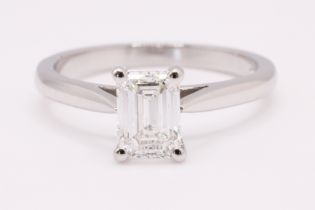 Emerald Cut Natural Diamond H Colour IF Clarity 1.01 Carat EX EX - Platinum Ring - IGI 592349202