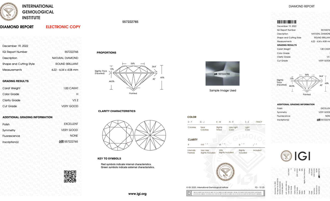 Round Brilliant Cut Natural Diamond Platinum Ring 1.00 Carat H Colour VS2 Clarity EX VG - IGI - Image 13 of 13