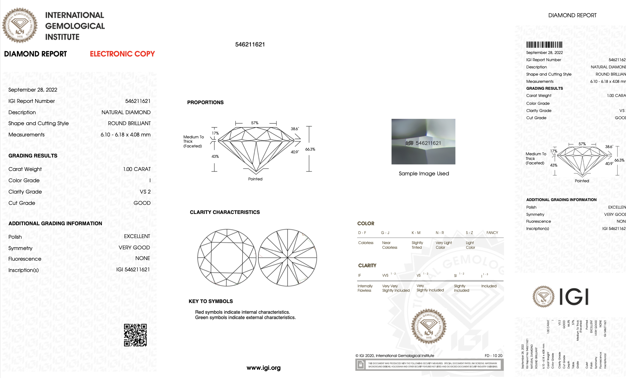 Round Brilliant Cut Natural Diamond Ring 1.00 Carat I Colour VS2 Clarity EX VG - IGI - Image 10 of 10