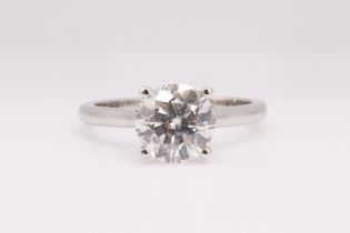 ** ON SALE ** Round Brilliant Cut Natural Diamond 2.00 Carat Colour D Clarity VS2 Platinum Ring- DGI