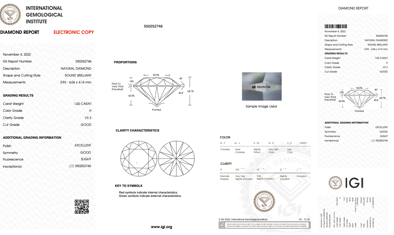 Round Brilliant Cut Natural Diamond 2.00 Carat H Colour VS2 Clarity White Gold Earrings - IGI - Image 9 of 10