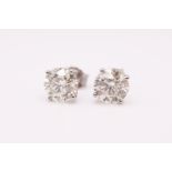 Round Brilliant Cut 4.09 Carat Natural Diamond Platinum Earrings - F Colour VS Clarity - DGI