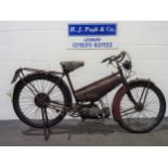Rudge Autocycle, 1949, 98cc. Engine turns over, has been dry stored for some time. Reg PFF 822, V5