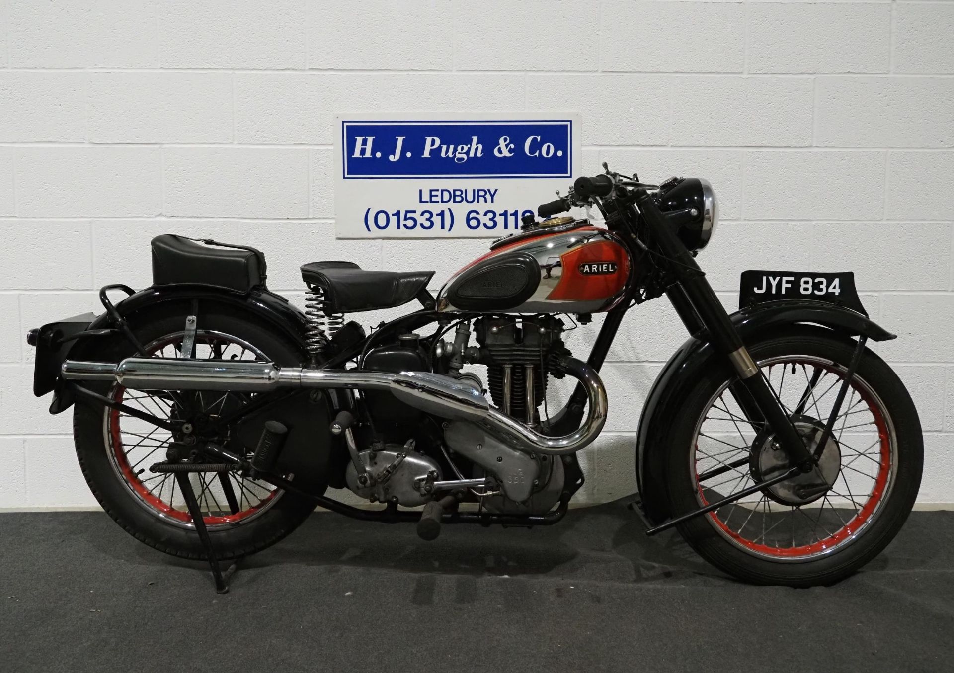 Ariel NG 350 motorcycle, 1948. Frame no. BP13369 Engine no. AJ1594 Has been restored over a few