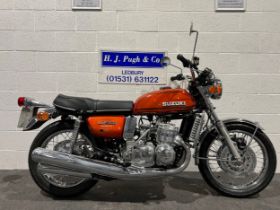 Suzuki GT750 motorcycle. 1974. 750cc. Frame No. GT750-47947 Engine No. GT750-52152 Runs but requires