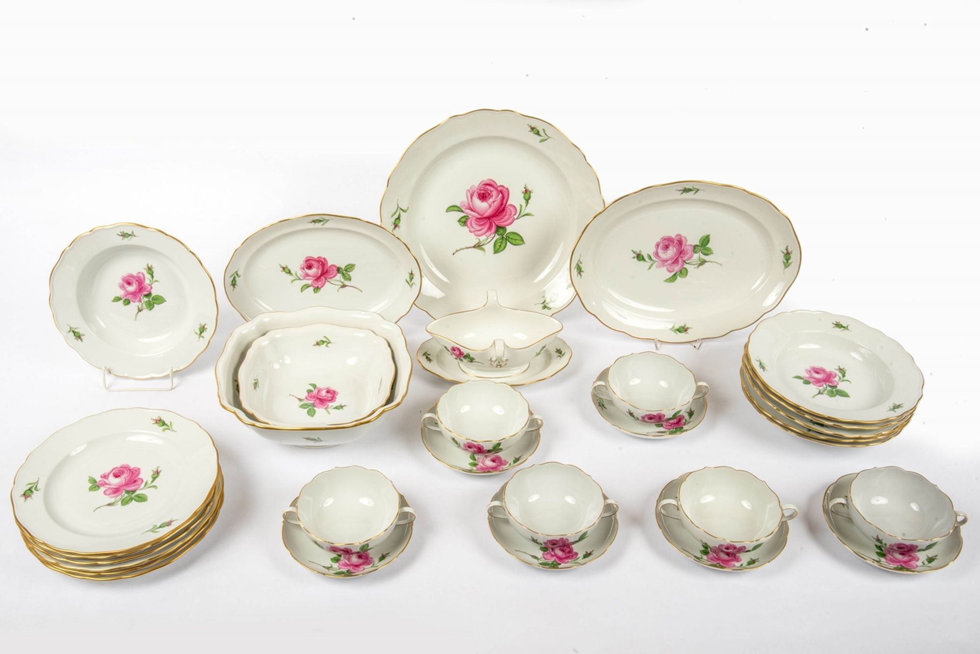 Speiseservice, Dekor Rote Rose, Meissen - Image 2 of 4