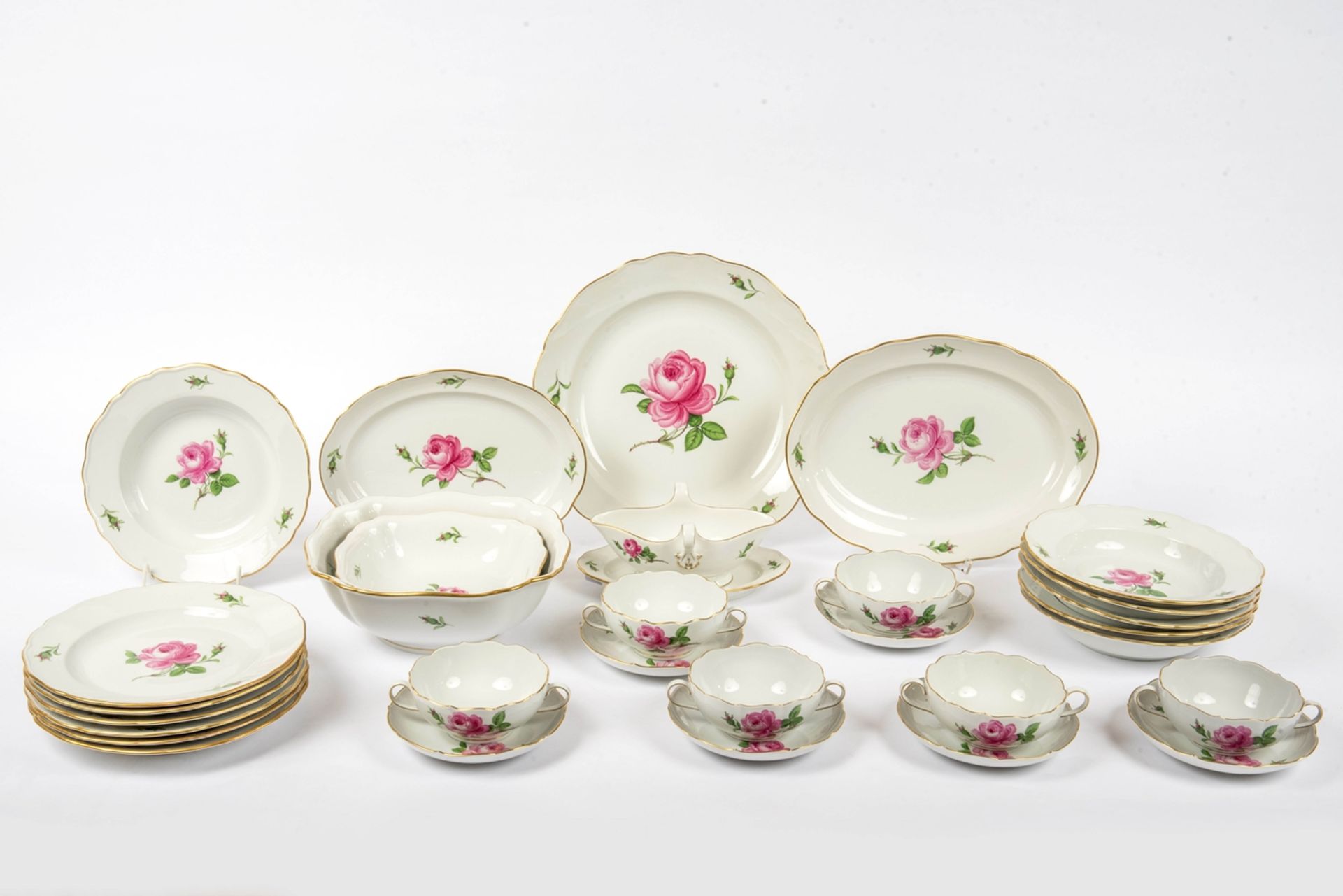 Speiseservice, Dekor Rote Rose, Meissen