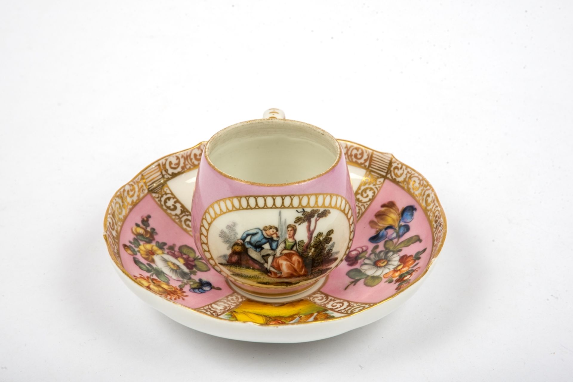 Ziertasse mit Untertasse, um 1900