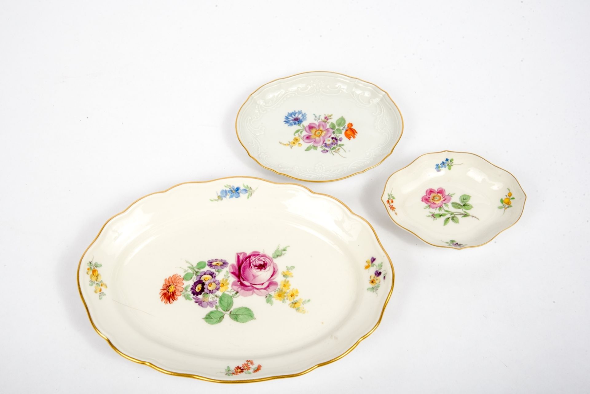 Drei ovale Schalen mit Blumendekor, Meissen  19./20. Jh.