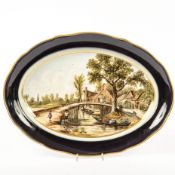 Ovale Platte mit Flusslandschaft, Meissen