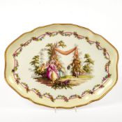 Ovale Platte mit Watteau Malerei, Meissen um 1860