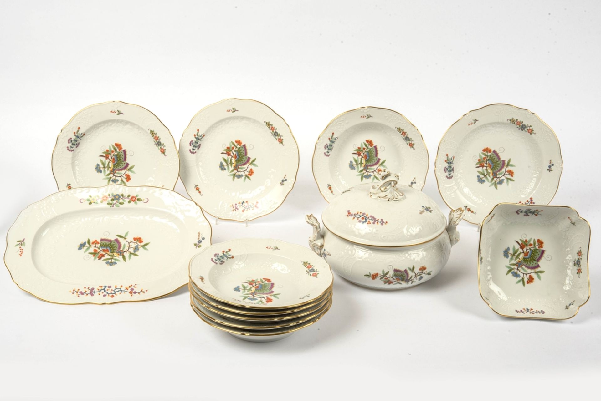 12 Teile eines Speiseservice, Chinesischer Schmetterling, Meissen  20 Jh.