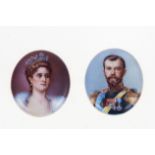 Miniaturmaler Porträt Zar Nikolaus II und Zarin Maria Fjodorowna