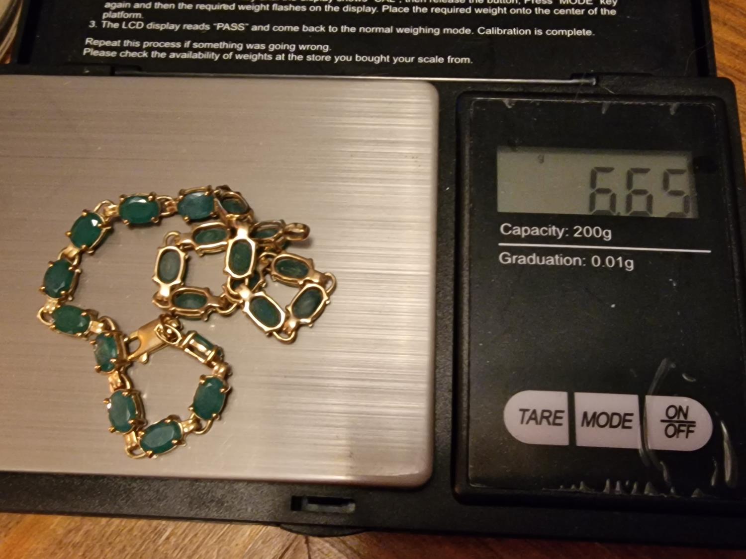 9ct Gold & Emerald Bracelet, 6,6g - Image 3 of 3