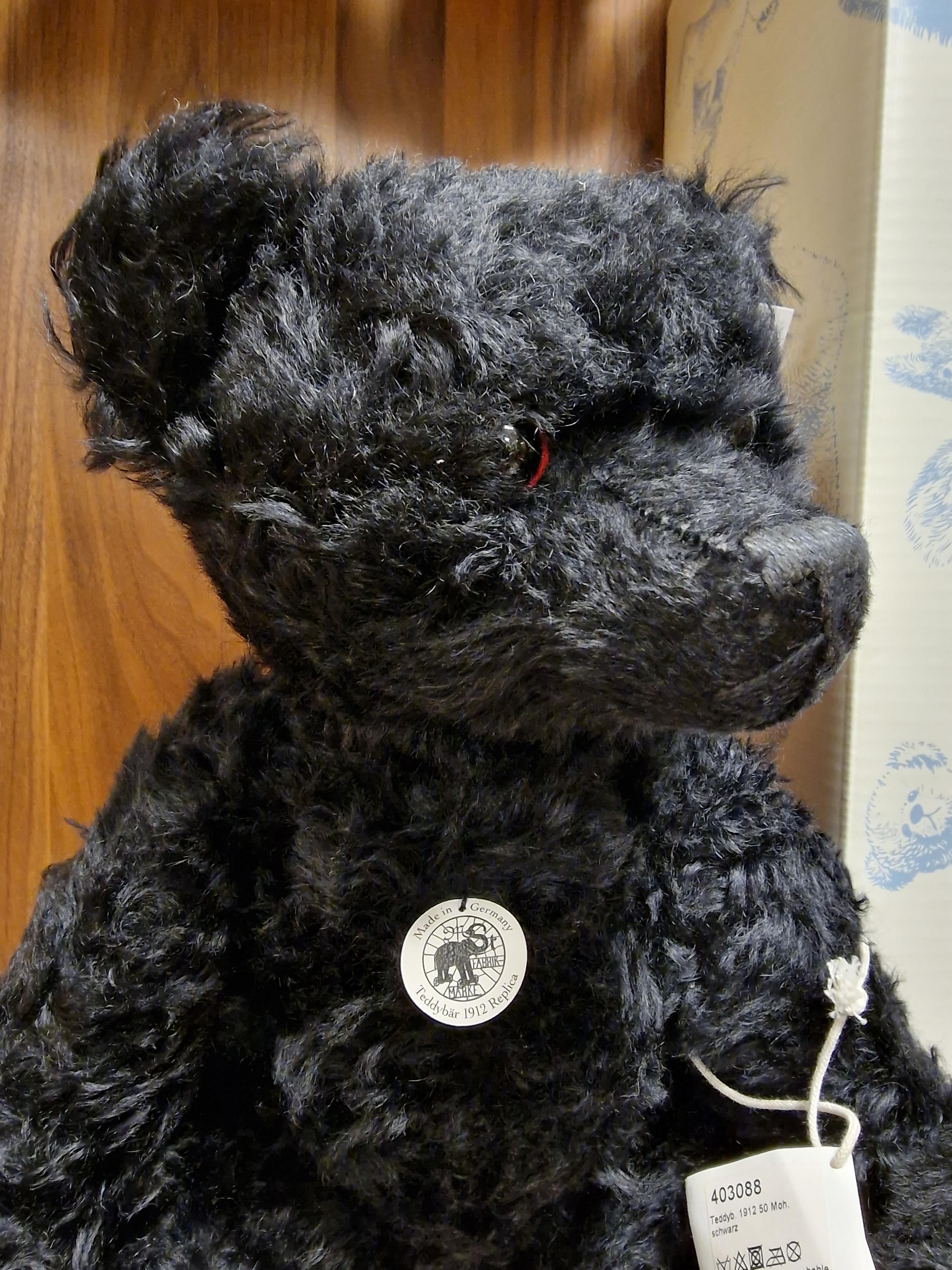 Boxed Large Steiff 1912 Replica Othello Black 50cm Teddy Bear Toy - Image 3 of 4