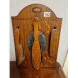 Wall Hung Inlaid Wood Edwardian Mirrored Brush Set