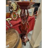 Large Female-Form Carved Wooden 'Ophelia' Plant Stand - 112cm high