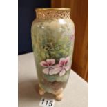 Early 1900's Royal Worcester Floral Vase w/a Green Colourway - marked G2 to base - 22cm high