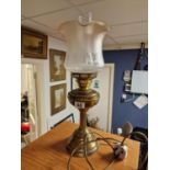 Converted Edwardian Oil Lamp w/Fluted Shade
