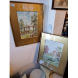 Pair of Signed British Watercolours of Garden Scenes inc Kew Gardens, both by an S McKinley