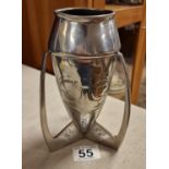 Turn-of-the-Century Polished Pewter Bombe Rocket Vase (marked 0226), Designed by Archibald Knox (186