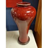 Large Chinese Sang De Boeuf 'Oxblood' Red Glaze Vase - 45cm high inc stand