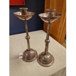 Pair of Early 20th Century WMF Wurtenburg German Antique Metallic Candlesticks - 27cm high