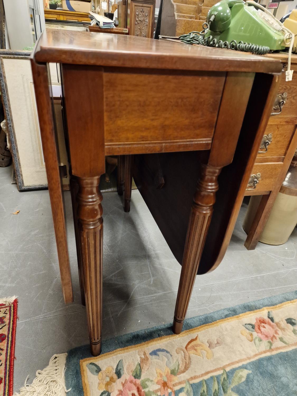 Large Inlaid Wood Drop-Leaf Dining Table - Image 2 of 2