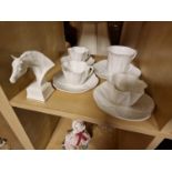 8pc Shelley Dainty White Tea Set + a Royal Worcester Bront4e Horsehead Figure