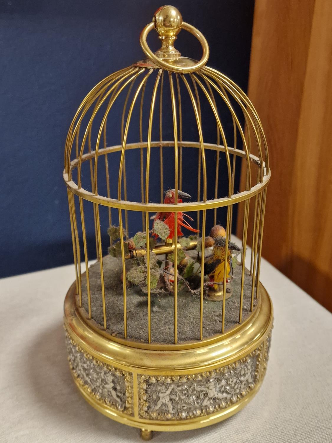 Mid-Century Dual-Bird Karl Griesbaum German Birdcage Music Box - 25cm high and in full working order - Image 2 of 5