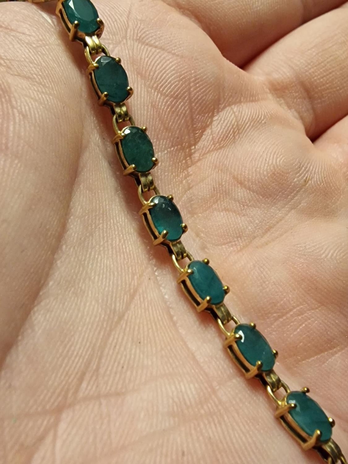 9ct Gold & Emerald Bracelet, 6,6g - Image 2 of 3