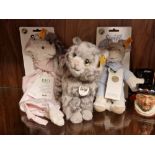 Trio of Steiff Teddy Bear Toys inc Bio for Baby