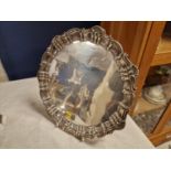 Hallmarked Sheffield Silver Walker & Hall Fluted Salver Plate - approx 640g and 31cm diameter