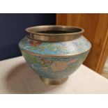 Brass Cloisonne-Style Chinese Vase w/character marks to base - 15x18cm