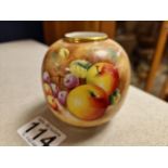 Antique Royal Worcester Gilt Edged Fruits Jar - marked 2491/10 to base