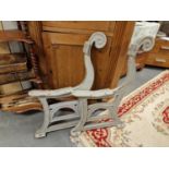 Pair of Antique Victorian Cast Iron Bench Ends