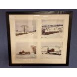 Framed Quartet of Signed Peter Brook (1927-2009) Winter Scene Prints
