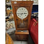 Large Working Condition Gledhill-Brook Wooden Cased Time-Recording Clock - 114cm high
