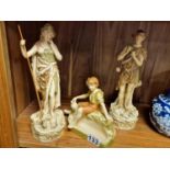 Trio of Royal Dux Porcelain Classical Greek-Style Figures - A/F