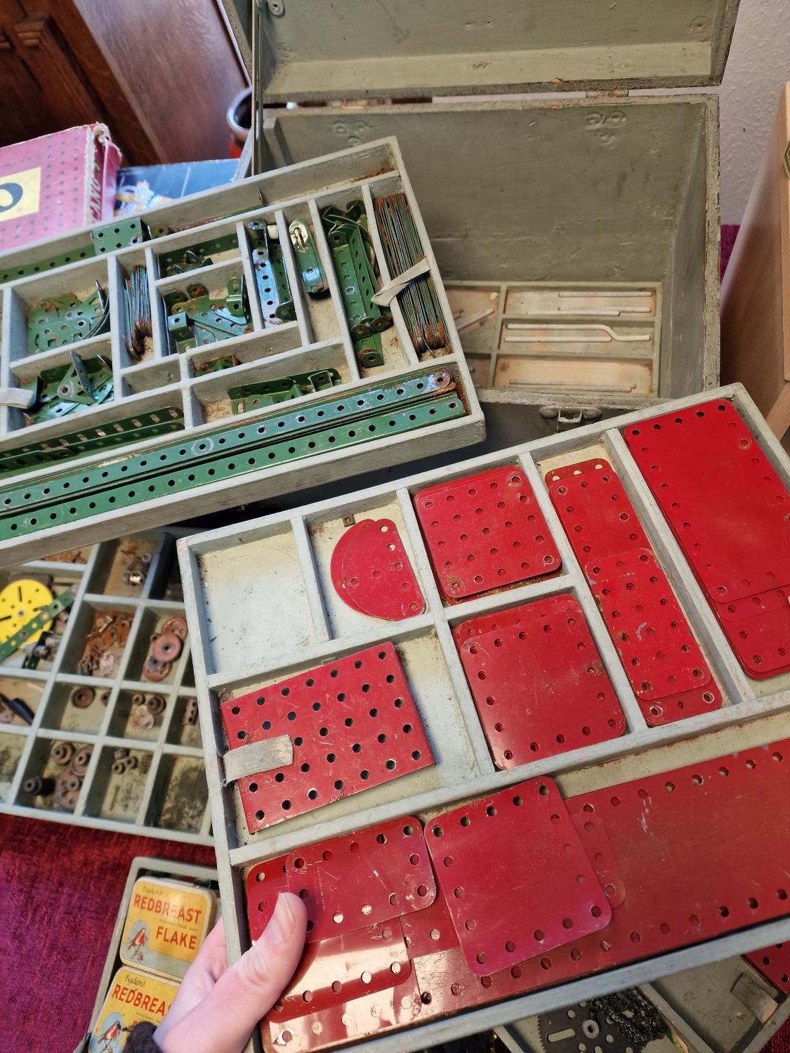 Handmade Meccano Travelling Box Set w/drawers and various parts - 1950's to 1970's - Image 3 of 4