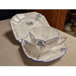 Original Shelley 3pc Blue Iris Queen Anne Style Tea Set