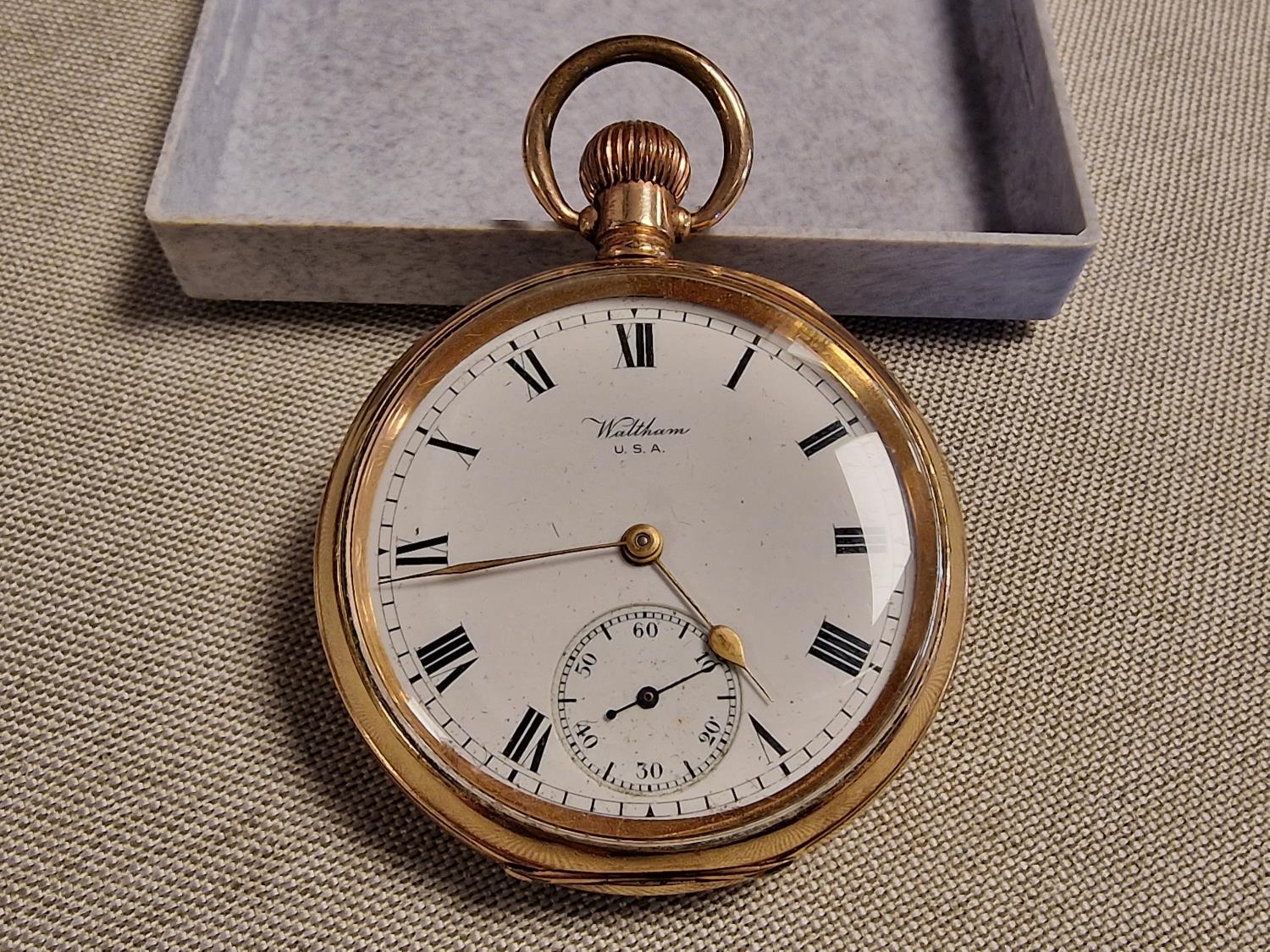 Waltham Sun Dennison Cased Gold Plated Pocketwatch