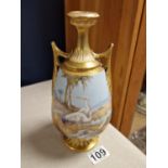 Early 1900's Royal Worcester Urn Vase, signed by William Nowell (1878-1955) - Puce 2425 mark to base