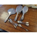 Set of Hallmarked Silver Dressing Table Set + a Set of HM Silver Spoons