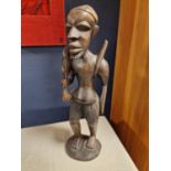 Carved Tribal African Warrior Figure - 40cm high