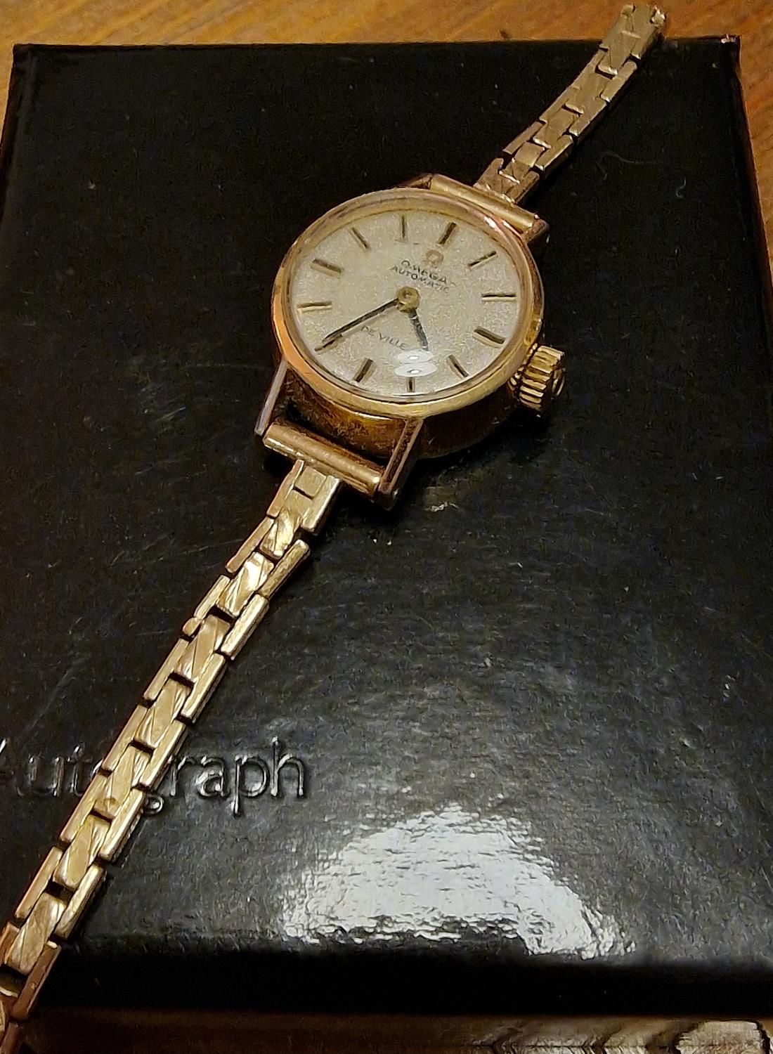 Ladies Omega Swiss Watch + a 9ct Gold Strap - 15.1g