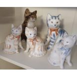 Great Set of Four Rye Pottery Cat Figures + a Winstanley Example